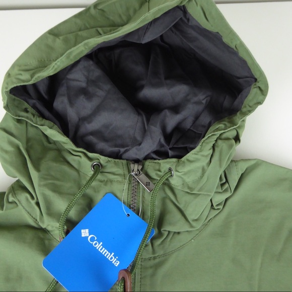 Columbia Full Zip Cotton Nylon Blend Hooded Windbreaker Performance Jacket NWT - Picture 2 of 11